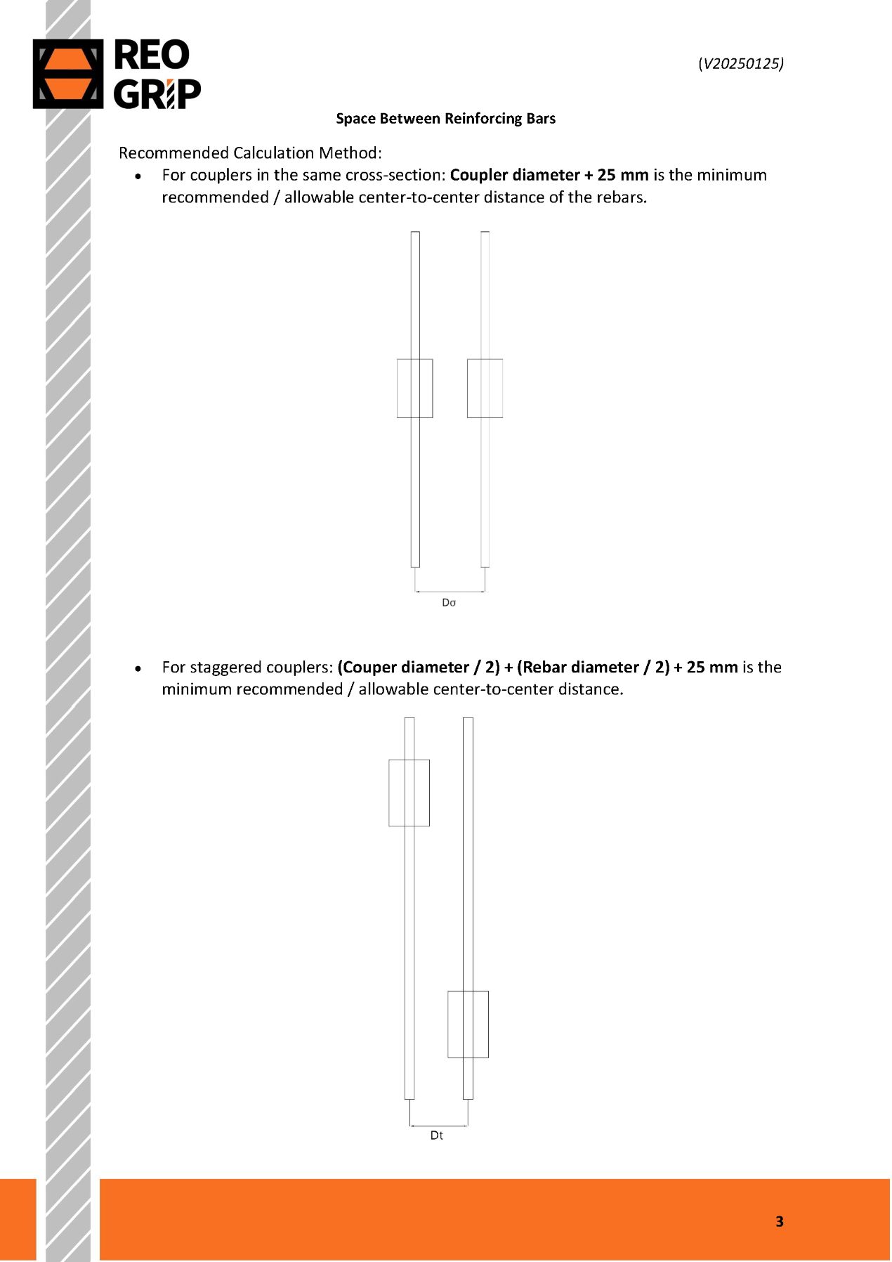 Engineering Data Sheet - Space Between Reinforcing Bars